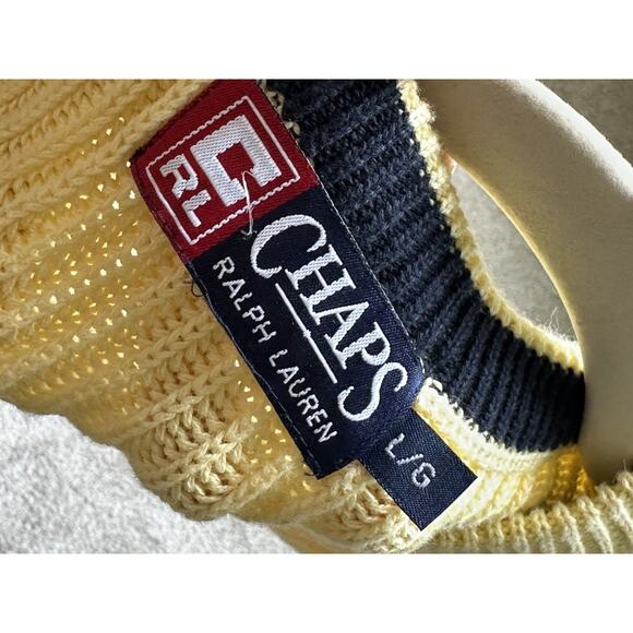 Vintage Chaps Ralph Lauren Yellow Unisex Sweater Size Large - Picture 6 of 7